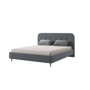 Кровать Лео 160х200 графит/галька (велюр)