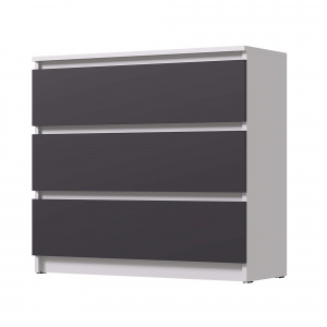 Комод ВЕГА 3Я Белый гладкий/Графит