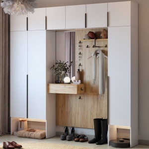 Прихожая К11 дуб крафт золотой/белое дерево