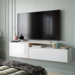 Тумба ТВ Элия белый/сонома/белый лакобель