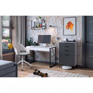 Набор детской мебели Зефир К10 белое дерево/серый (эмаль)/графит