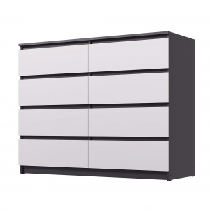Комод ВЕГА Люкс 8Я Графит/Белый гладкий