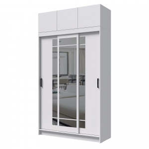Шкаф-купе БРУНО 4 с антресолью Белый гладкий
