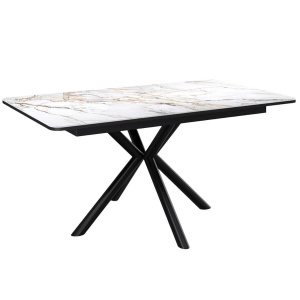 Стол обеденный Kenner DM1550 черный/керамика мрамор золотой