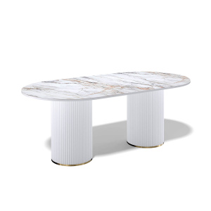 Стол обеденный Kenner LD2000 белый/керамика мрамор золотой