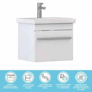 Тумба под раковину Land 500-0-1 (Como) навесная с умывальником