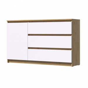 Комод ВЕГА 1Д-3Я Дуб Вотан/Белый гладкий