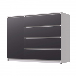 Комод ВЕГА Люкс 1Д-4Я Белый гладкий/Графит