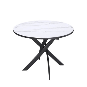 Стол обеденный Kenner R900 черный/керамика мрамор белый