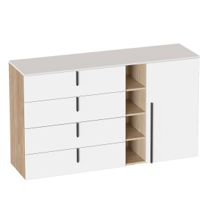 Комод Ренн 4 ящика 1 дверь Дуб светлый/ Белый Аляска WML