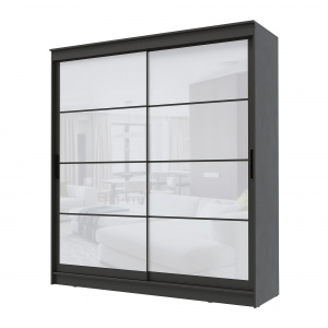 Шкаф-купе ГРАНД 1 2,0 Графит/Лакобель белый