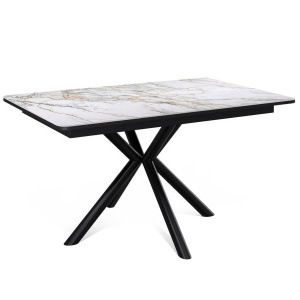 Стол обеденный Kenner DM1400 черный/керамика мрамор золотой