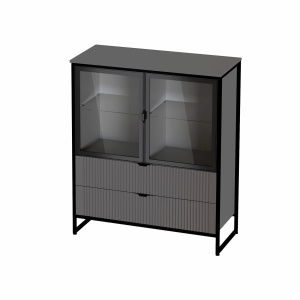 Тумба Нора 2 двери и 2 ящика с витринами Металл Бруклин/Графит