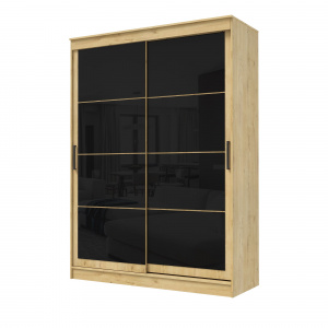 Шкаф-купе ГРАНД 1 1,6 Дуб вотан/Лакобель черный