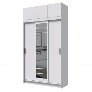 Шкаф-купе БРУНО 3 с антресолью Белый гладкий