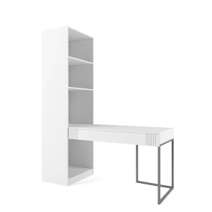 Стол со стеллажом Мишель Белый супер/Серый