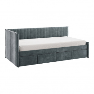 Кровать с ящиками Твикс (Софа) 90х200 графит (велюр)
