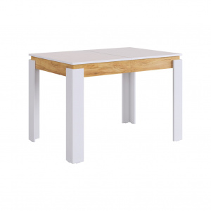 Стол обеденный раздвижной Гермес 2 белое дерево/дуб крафт золотой