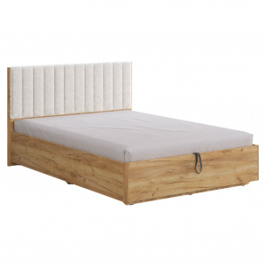 Кровать с подъемным механизмом Юлия 140х200 дуб крафт золотой/белый(плюш)