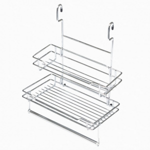 Полка двойная с держателем для полотенца, хром