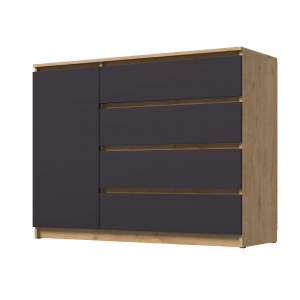 Комод ВЕГА Люкс 1Д-4Я Дуб Вотан/Графит