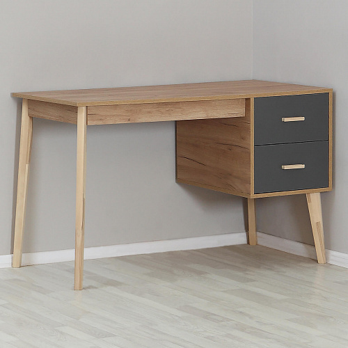 Стол письменный с тумбой Скандик Дуб Крафт золотой/Графит серый