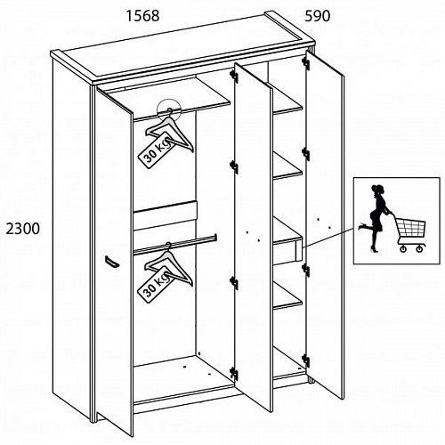 Шкаф 3DG JAZZ КАШТАН НАЙРОБИ