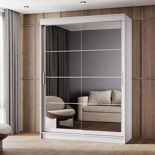 Шкаф-купе ГРАНД 1 1,6 Белый гладкий/Зеркало/Зеркало