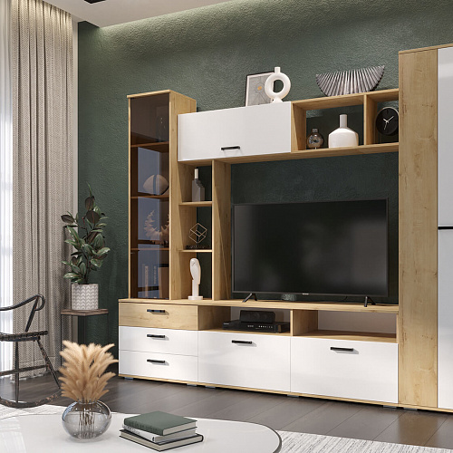 Гостиная Крокус Дуб вотан/Белый гладкий