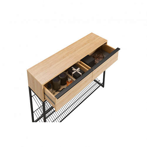 Обувница Крафт 2 черный муар/дуб сонома