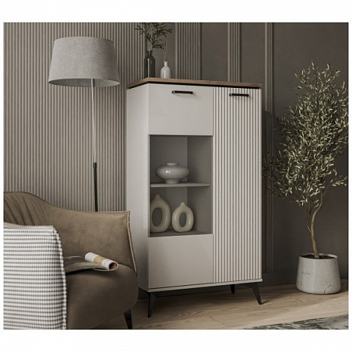 Шкаф с витриной VINATI 1V1D P ПЕРСИДСКИЙ ЖЕМЧУГ/АМАРОК