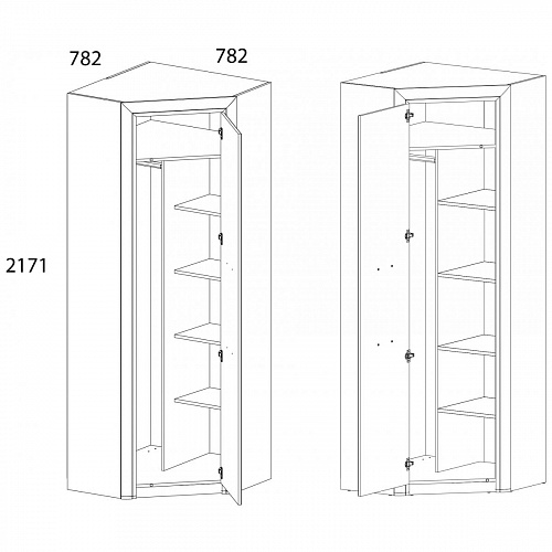 Шкаф угловой с полками OLIVIA Вудлайн крем/дуб анкона
