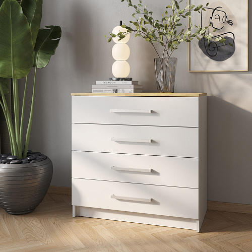 Комод с 4-я ящиками НК Бланка Белый/дуб Артизан