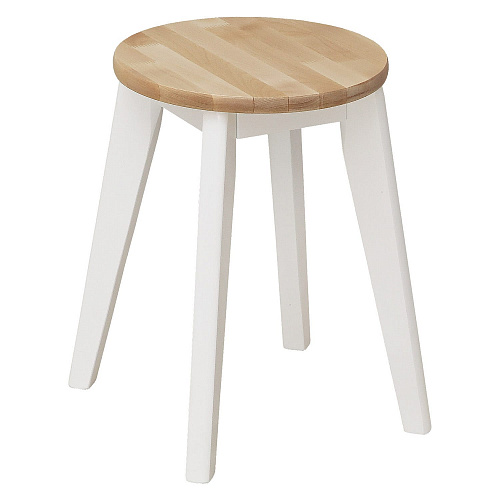 Табурет Круглый ИДЕЯ массив Бесцветный (Лак)/СНЕГ