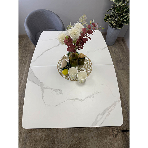 Стол обеденный Kenner BR1200 черный/керамика GLORIA WHITE