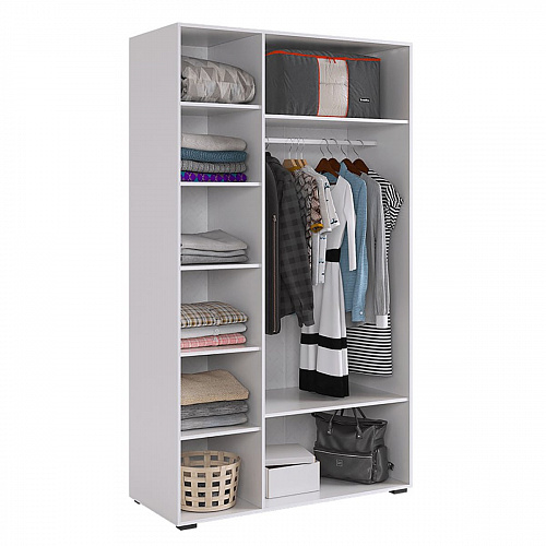 Шкаф трехдверный Ева 105.01 белое дерево/белый матовый