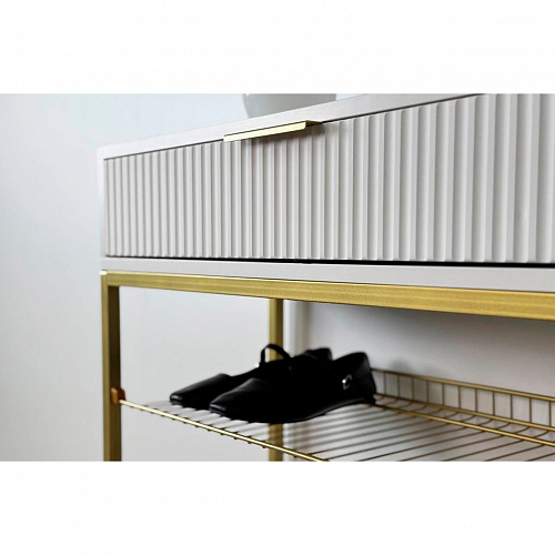 Обувница Вельвет белое дерево/золото