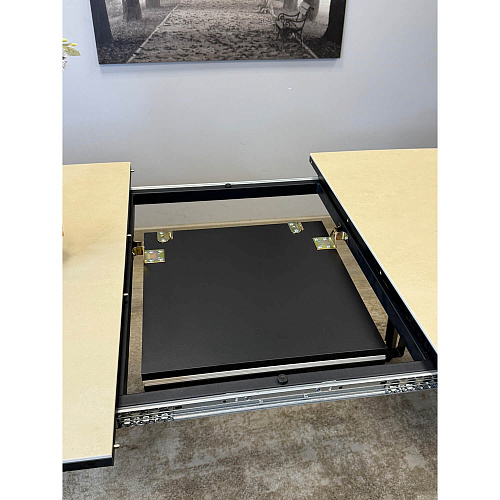 Стол обеденный Kenner AK1400 черный/керамика OKARA LIGHT YELLOW