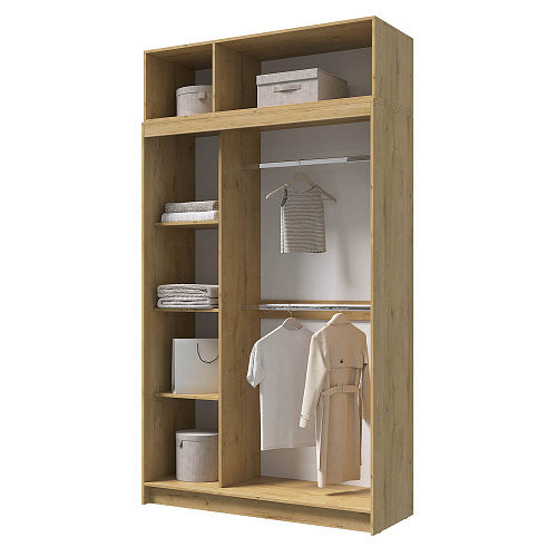 Шкаф-купе БРУНО 4 с антресолью Дуб Вотан/Белый гладкий