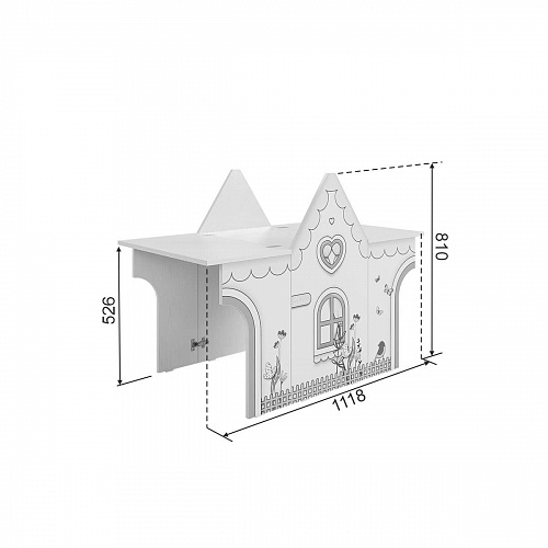 Стол Домик белое дерево/розовый
