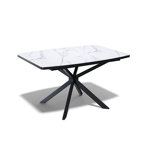 Стол обеденный Kenner BR1200 черный/керамика GLORIA WHITE