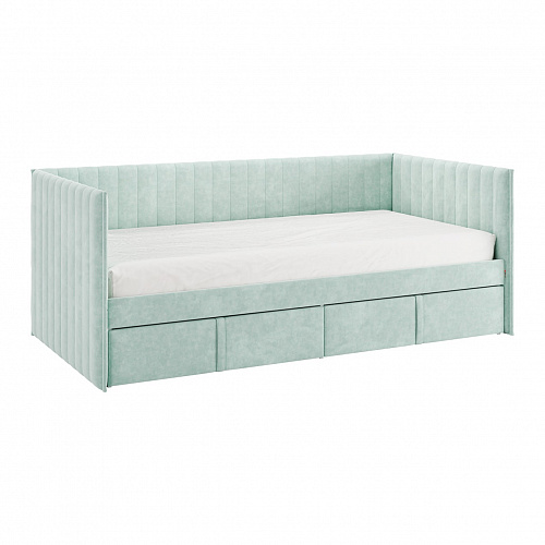 Кровать с ящиками Твикс (Софа) 90х200 мята (велюр)