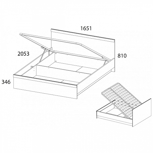 Кровать с подъемным механизмом 160 OSKAR дуб Санремо