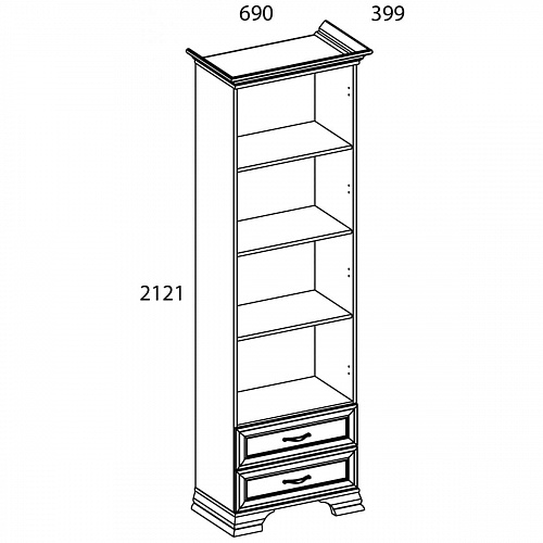 Шкаф открытый 2S TIFFANY Вудлайн кремовый