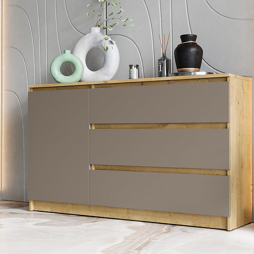 Комод ВЕГА 1Д-3Я Дуб Вотан/Мокко