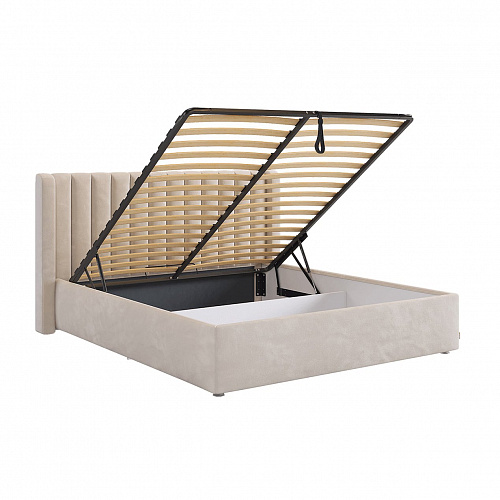 Кровать с подъемным механизмом Ева 160х200 крем (велюр)