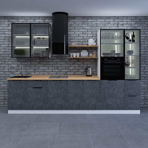 Фасад со стеклом из алюминиевого профиля (ПН400) 1298х396мм