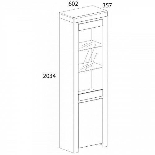 Шкаф с витриной TAURUS 1V1D Белый\Дуб вотан