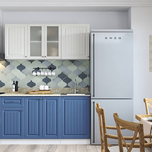 Кухня Хозяюшка 1,5 Акация Белая-Деним