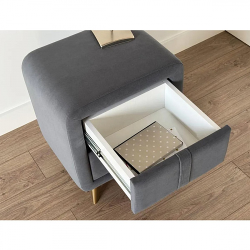 Тумба прикроватная Софи 2 графит (велюр)